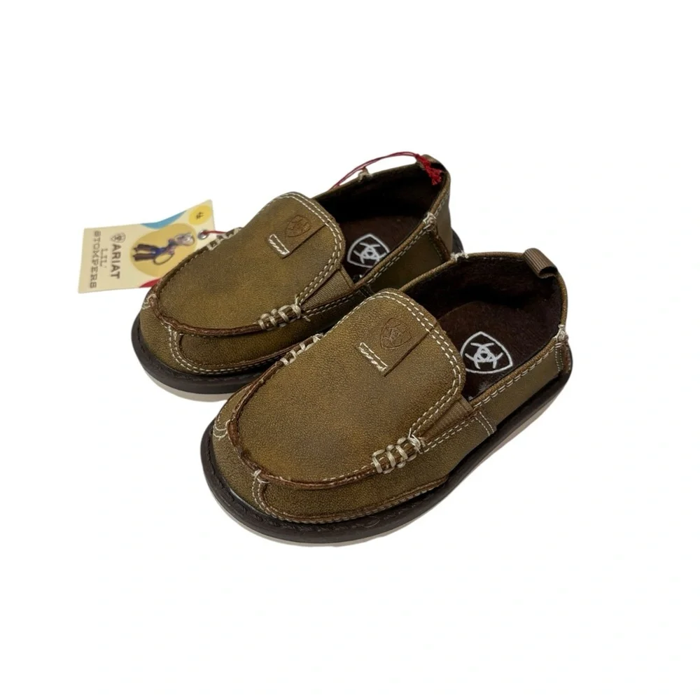 Ariat Toddler Lil' Stompers Buckskin Cruiser Leather Loafers NWT Size 4
